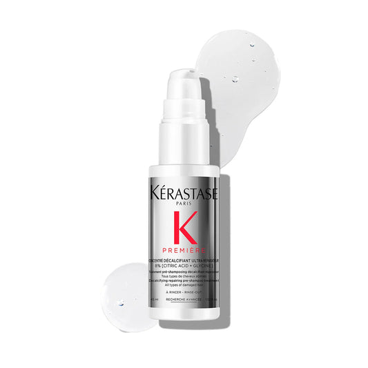 Hair pre-shampoo concentrate mini bottle with pump and protective cap, Kerastase K logo